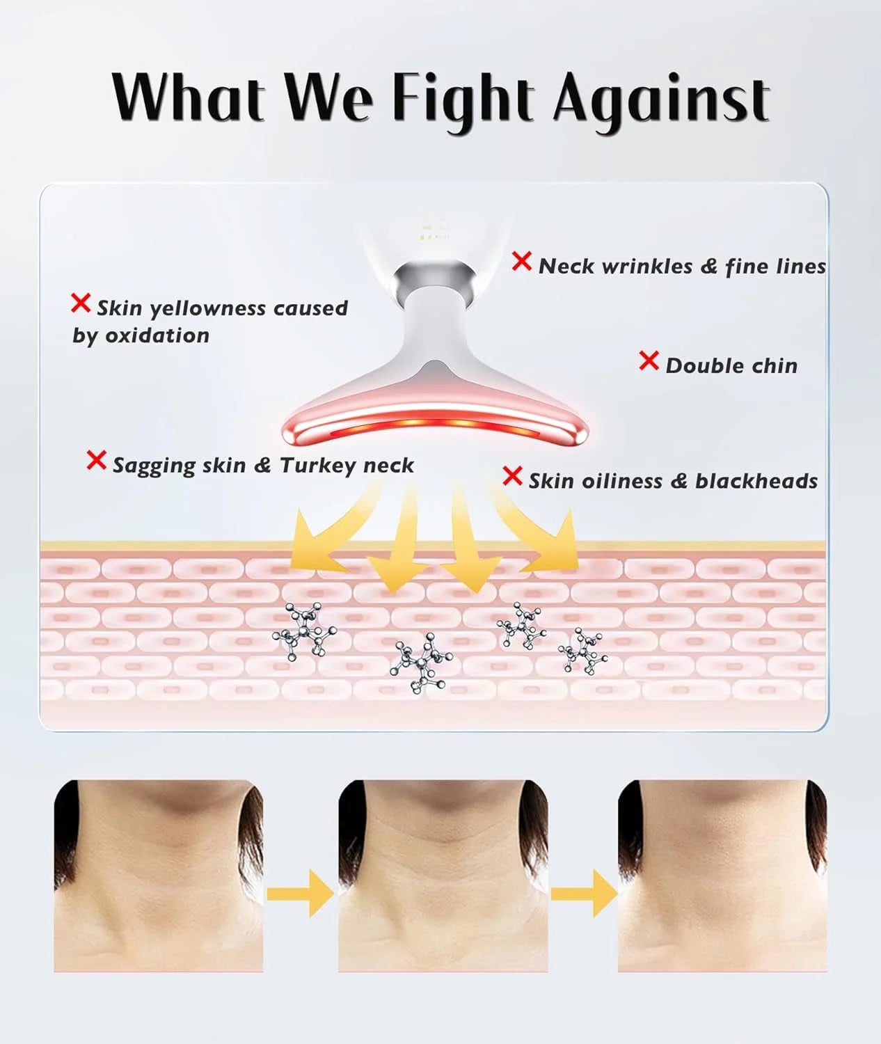 Red Light Therapy for Face, 7 Color LED Face Skin Rejuvenation for Face & Neck Beauty Device, Deplux Neck Tightening Device