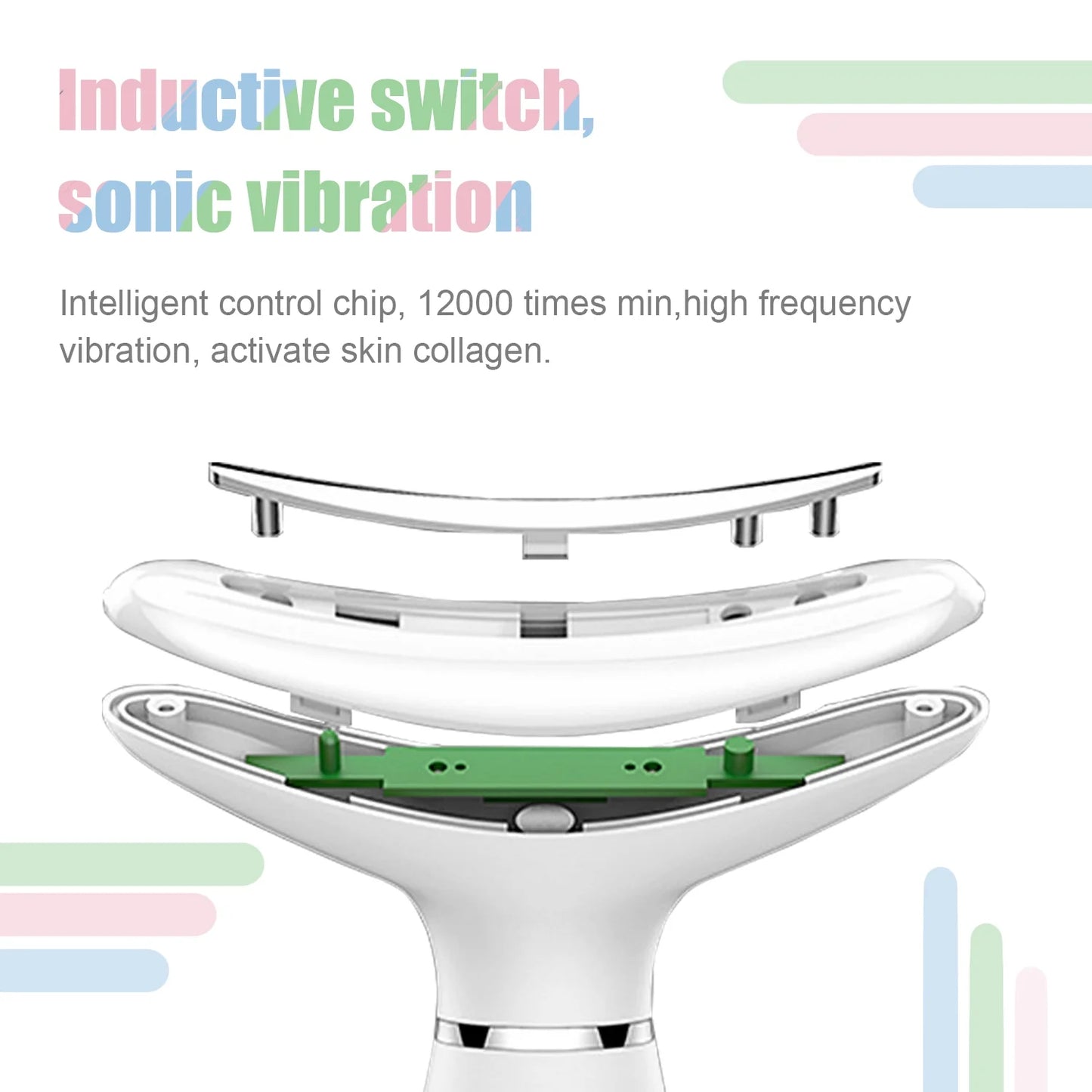 Skin Rejuvenation Beauty Device for Face and Neck Based Neck Lift on Triple Action LED, Thermal, and Vibration Technologies Lifts and Tightens Sagging Skin for a Radiant Appearance (White)