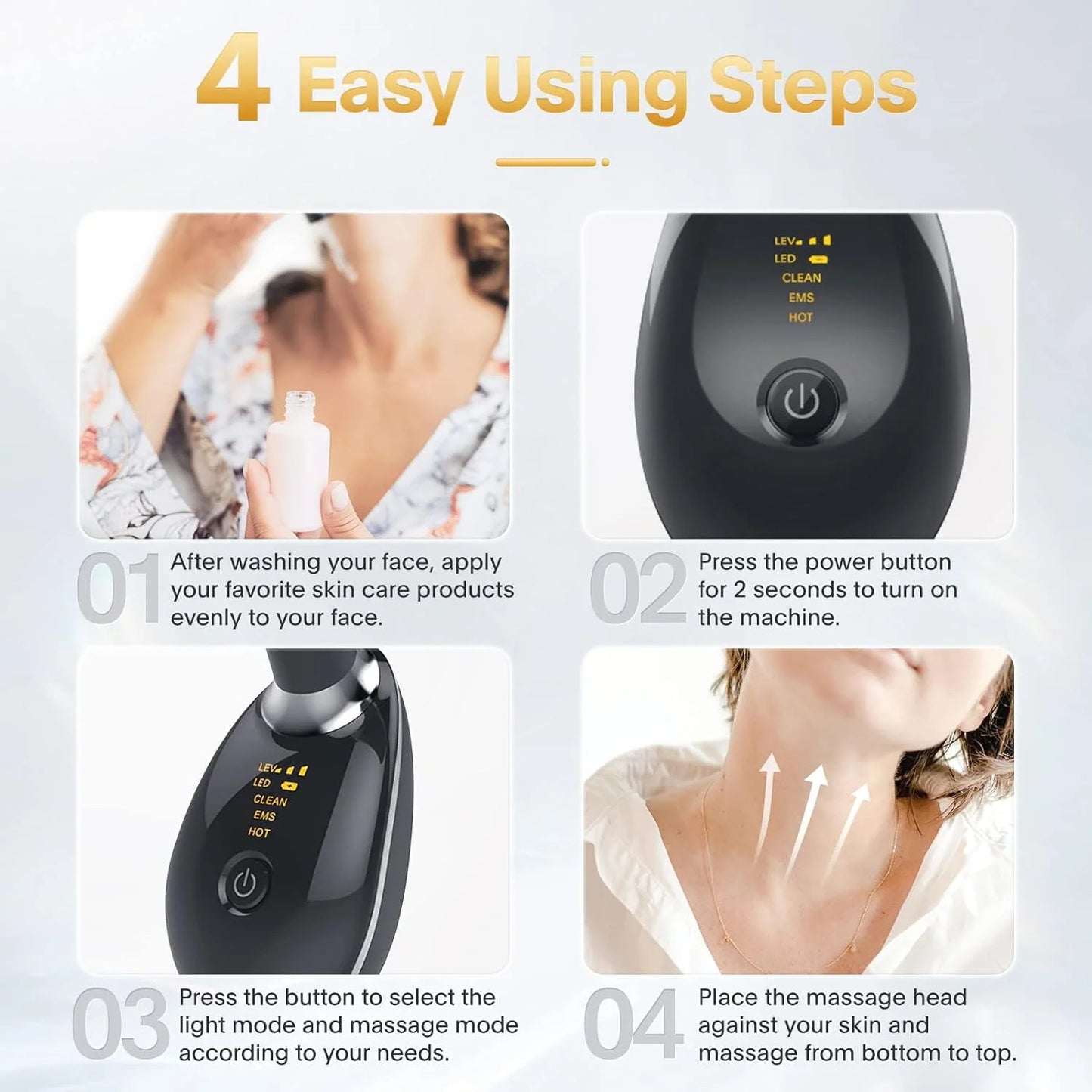 Red Light Therapy for Face, 7 Color LED Face Skin Rejuvenation for Face & Neck Beauty Device, Deplux Neck Tightening Device