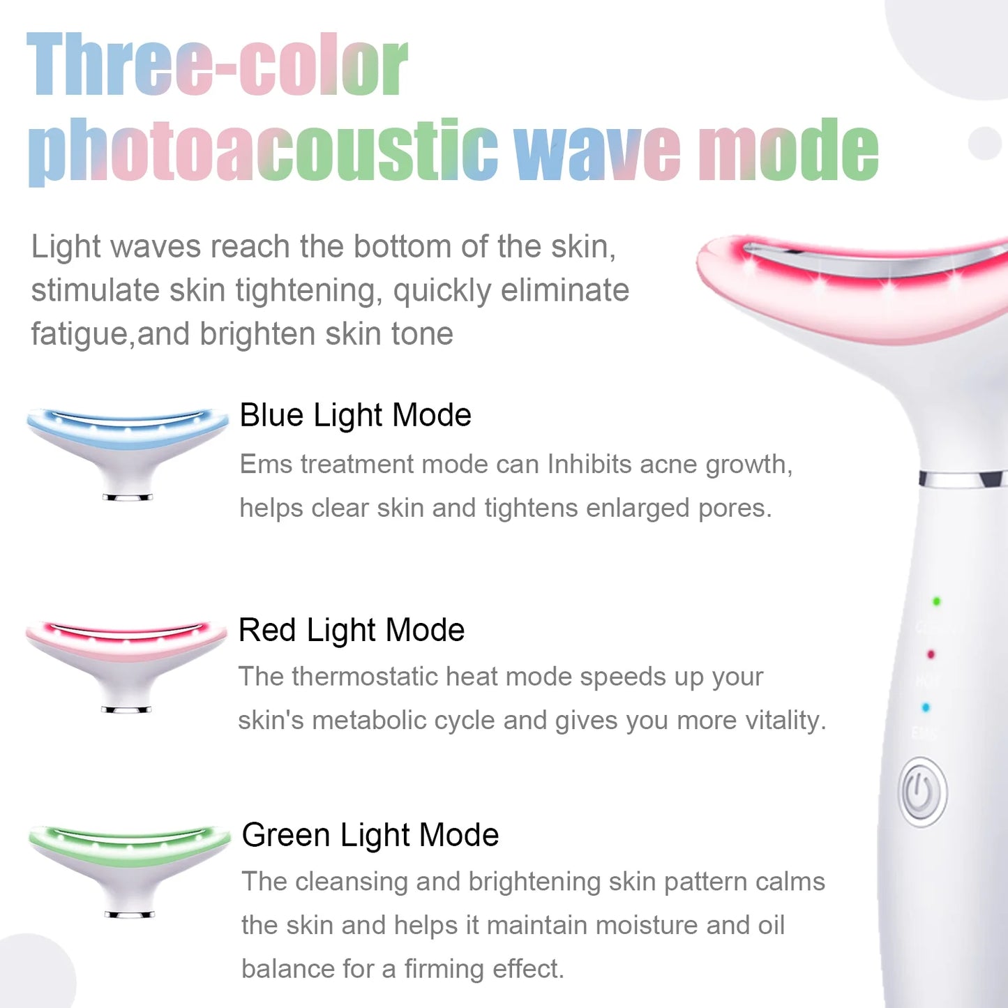 Skin Rejuvenation Beauty Device for Face and Neck Based Neck Lift on Triple Action LED, Thermal, and Vibration Technologies Lifts and Tightens Sagging Skin for a Radiant Appearance (White)