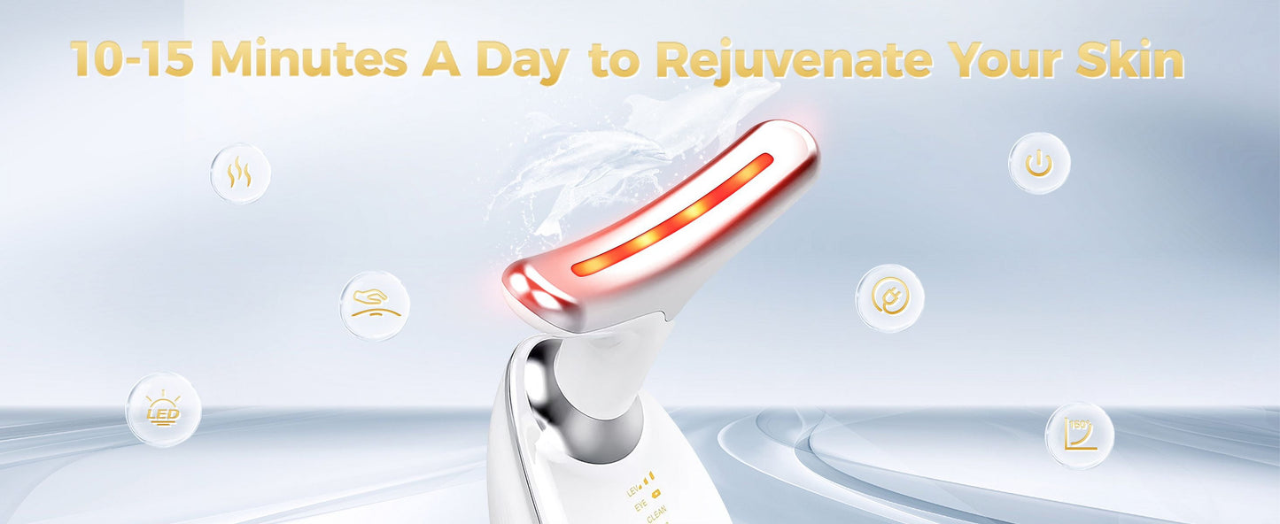 Red Light Therapy for Face, 7 Color LED Face Skin Rejuvenation for Face & Neck Beauty Device, Deplux Neck Tightening Device