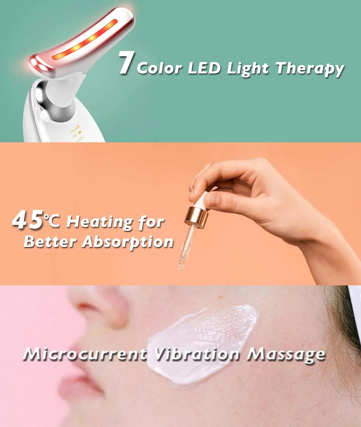 Red Light Therapy for Face, 7 Color LED Face Skin Rejuvenation for Face & Neck Beauty Device, Deplux Neck Tightening Device
