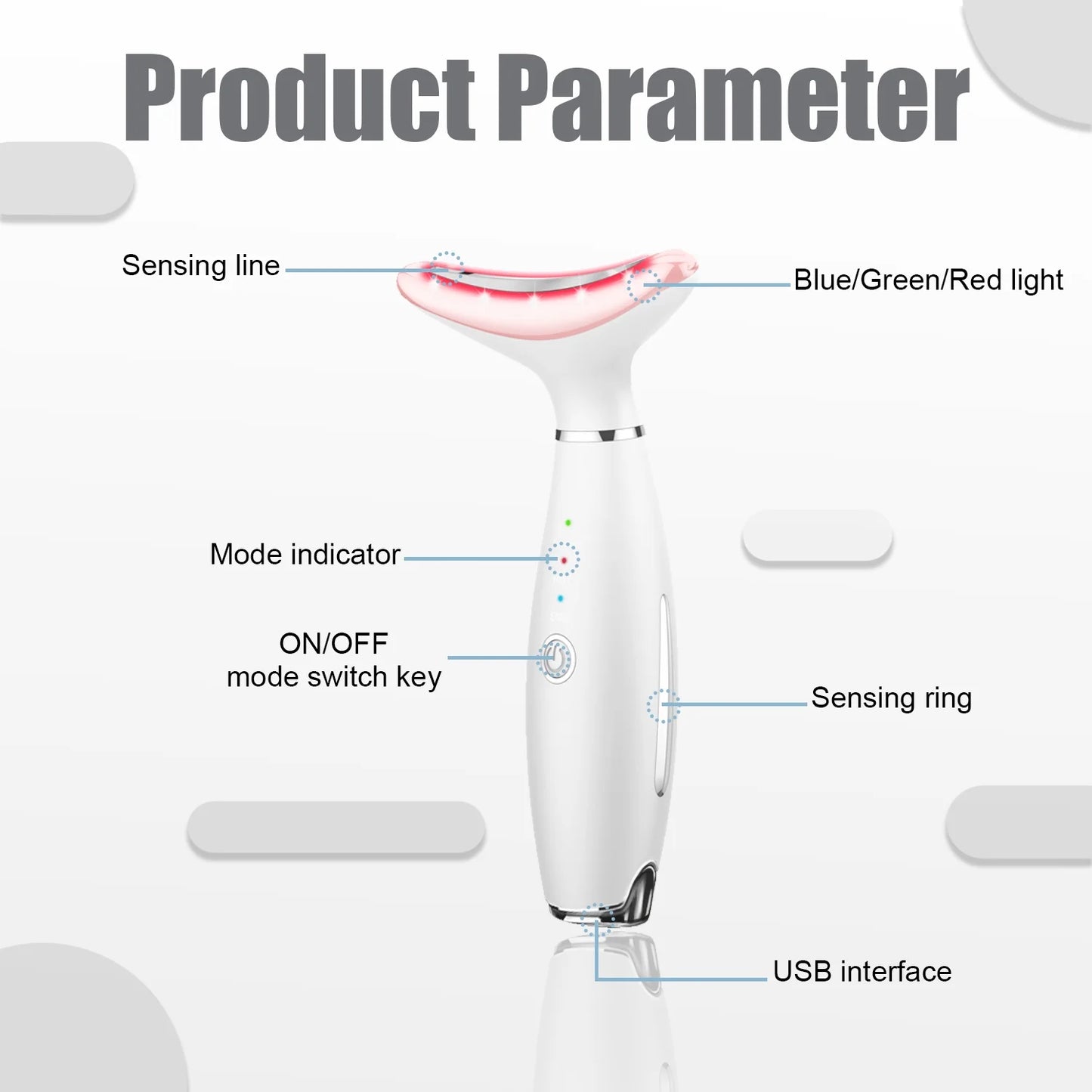 Skin Rejuvenation Beauty Device for Face and Neck Based Neck Lift on Triple Action LED, Thermal, and Vibration Technologies Lifts and Tightens Sagging Skin for a Radiant Appearance (White)