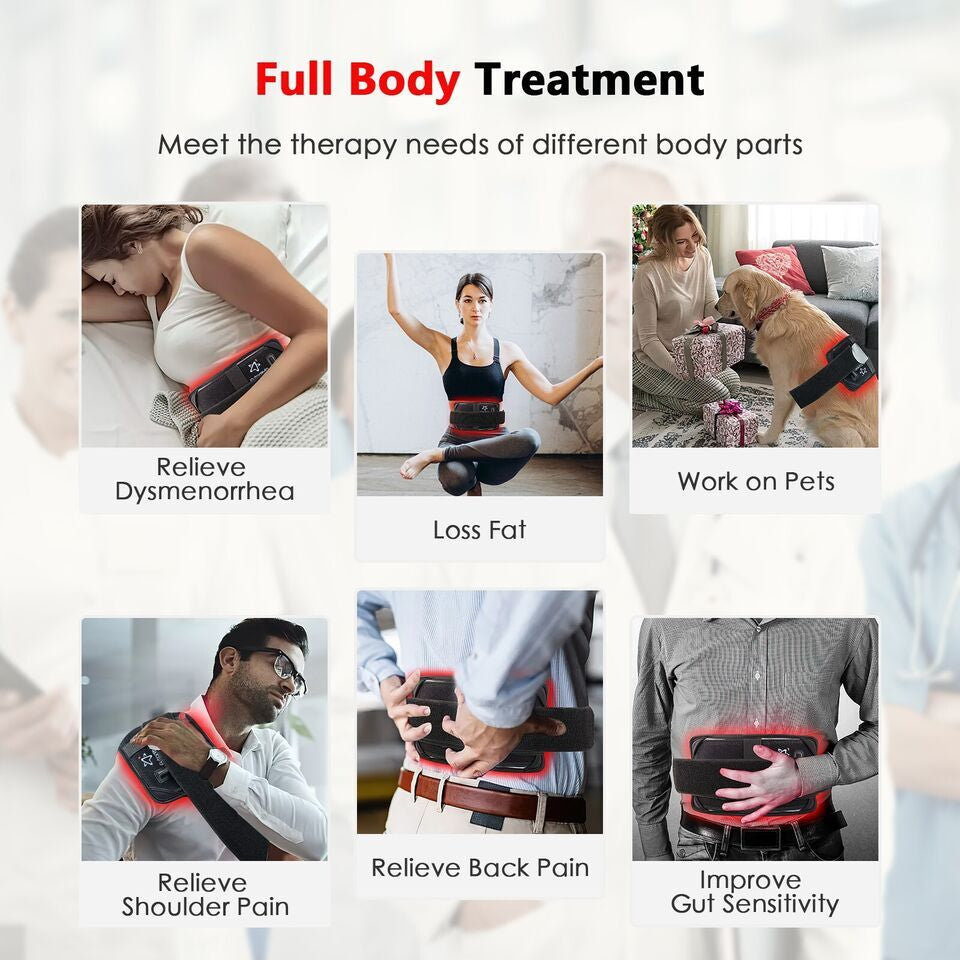 30W 660Nm Red &850Nm near Infrared Light Therapy Waist Wrap Pad Belt Pain Relief