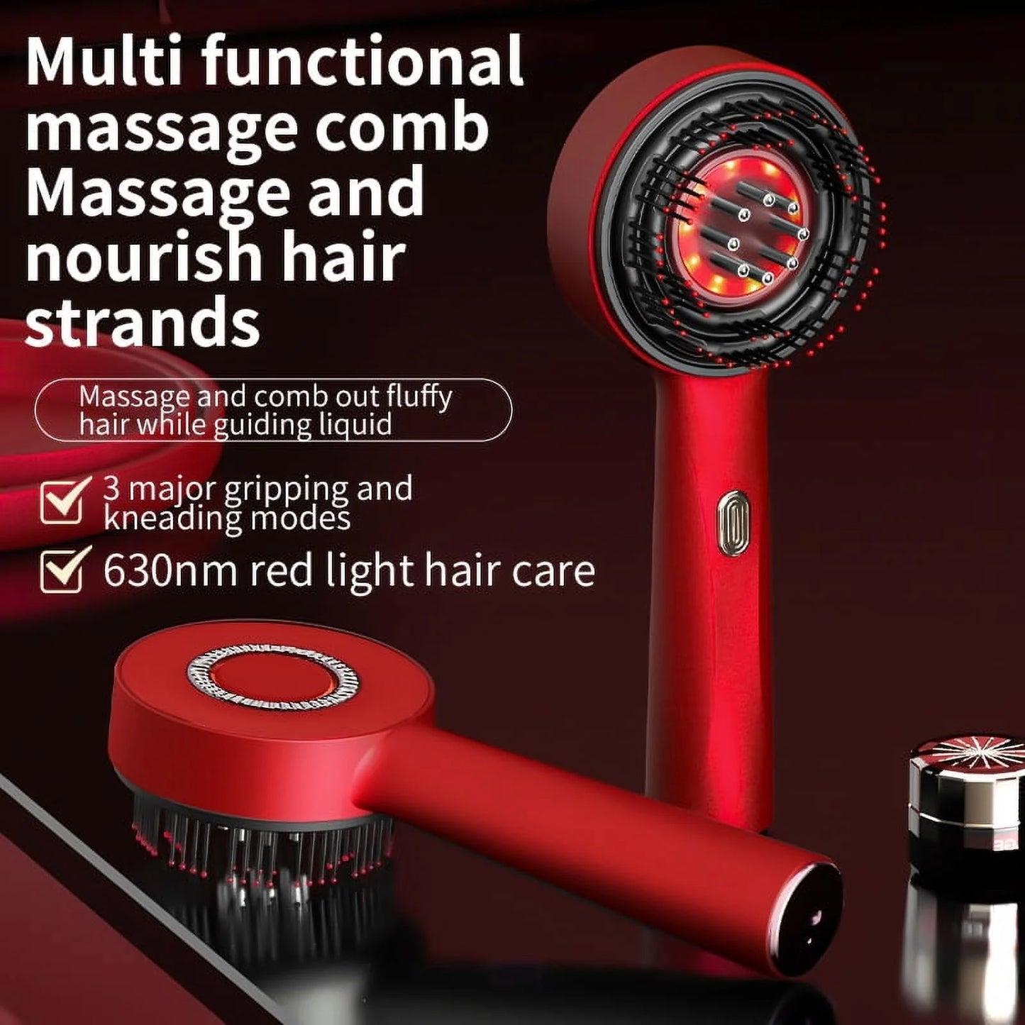 Laser Scalp Massager Comb,Red Light Therapy Hair Oil Applicator Cordless Hair Comb for Women,Abs Silicone Material