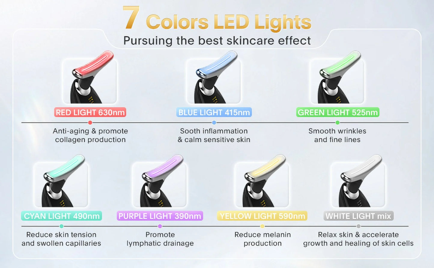 Red Light Therapy for Face, 7 Color LED Face Skin Rejuvenation for Face & Neck Beauty Device, Deplux Neck Tightening Device