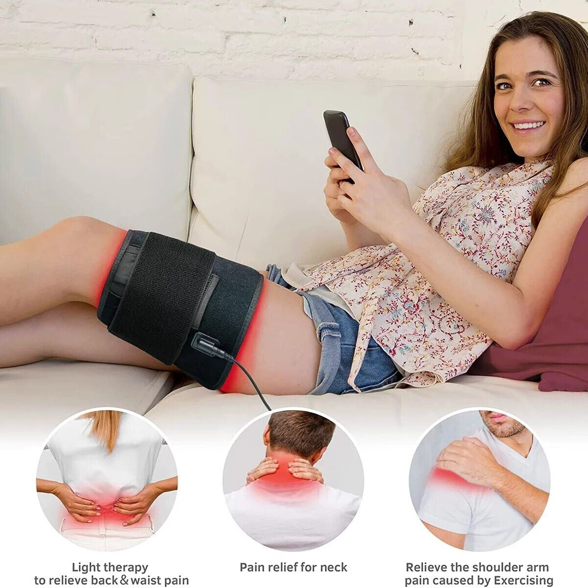 30W 660Nm Red &850Nm near Infrared Light Therapy Waist Wrap Pad Belt Pain Relief