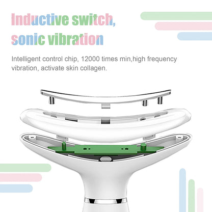 Skin Rejuvenation Beauty Device for Face and Neck Based Neck Lift on Triple Action LED, Thermal, and Vibration Technologies Lifts and Tightens Sagging Skin for a Radiant Appearance (White)