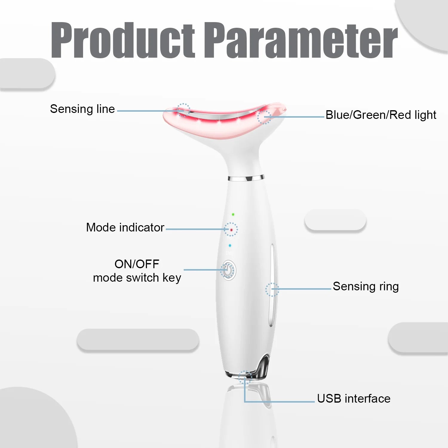 Skin Rejuvenation Beauty Device for Face and Neck Based Neck Lift on Triple Action LED, Thermal, and Vibration Technologies Lifts and Tightens Sagging Skin for a Radiant Appearance (White)