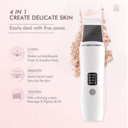 Ultrasonic Skin Scrubber Electric Facial Cleansing Pore Deep Cleanser Acne Blackhead Remover Peeling Shovel Beauty Machine