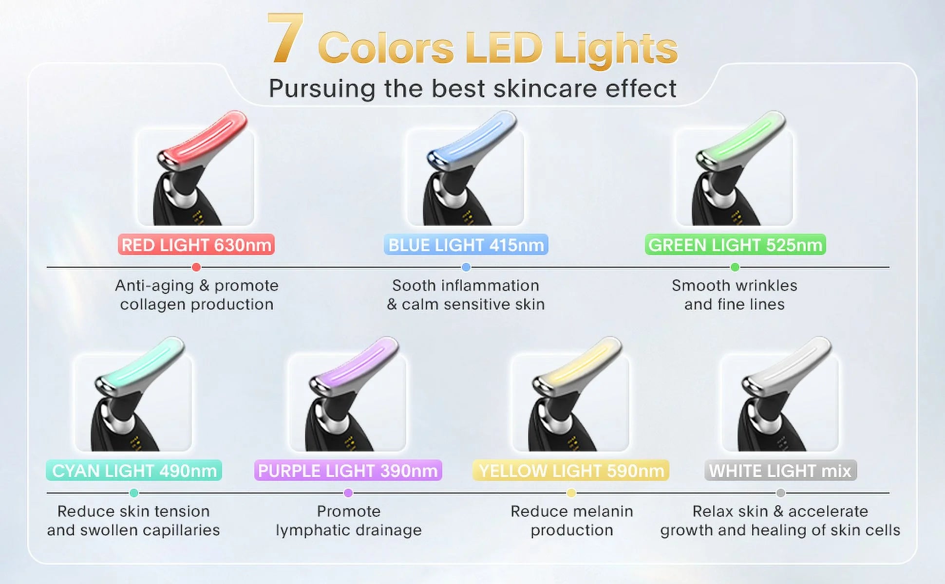 Red Light Therapy for Face, 7 Color LED Face Skin Rejuvenation for Face & Neck Beauty Device, Deplux Neck Tightening Device