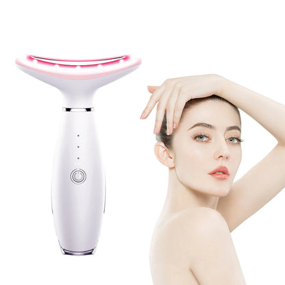 Skin Rejuvenation Beauty Device for Face and Neck Based Neck Lift on Triple Action LED, Thermal, and Vibration Technologies Lifts and Tightens Sagging Skin for a Radiant Appearance (White)